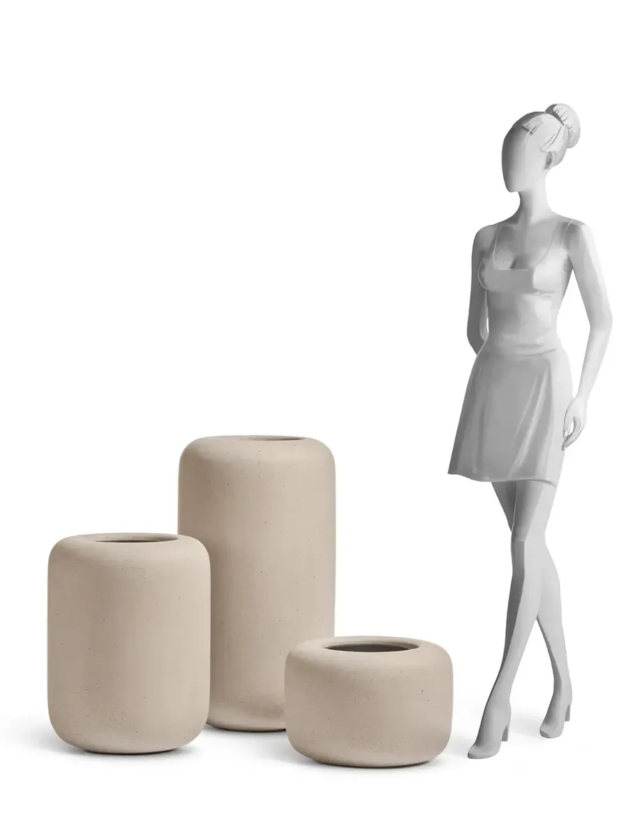 Кашпо TREEZ Effectory Beton Bionic Ton Белый песок H-75 см в интернет-магазине Decoram.ru Фото