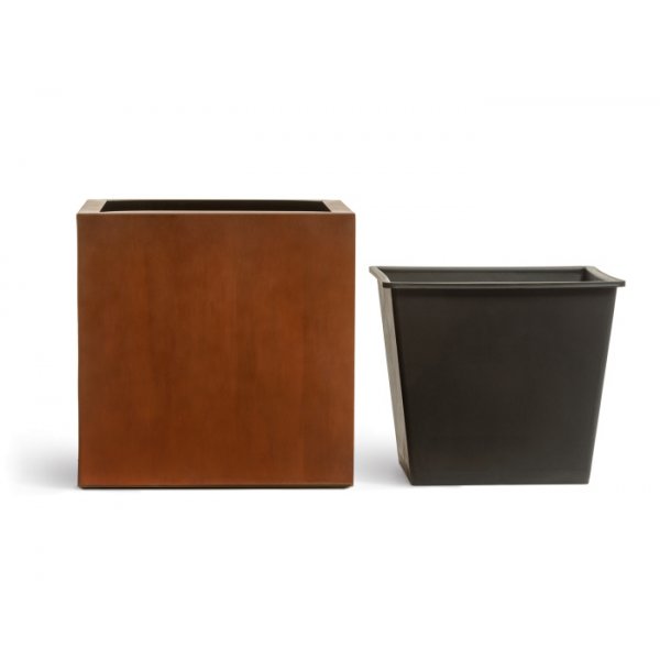 Кашпо TREEZ Effectory Corten Steel Куб Бархатистая окись H-40 см в интернет-магазине Decoram.ru Фото