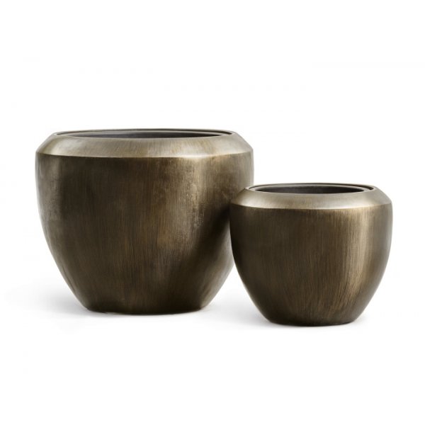 Кашпо TREEZ Effectory Metal Чаша Design Чернёная бронза H-45 см в интернет-магазине Decoram.ru Фото