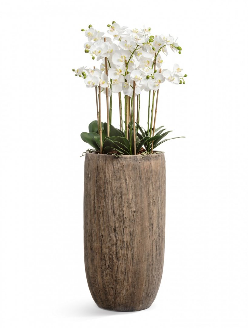 Кашпо TREEZ Effectory Wood Высокий округлый конус Светлый дуб H-65 см в интернет-магазине Decoram.ru Фото