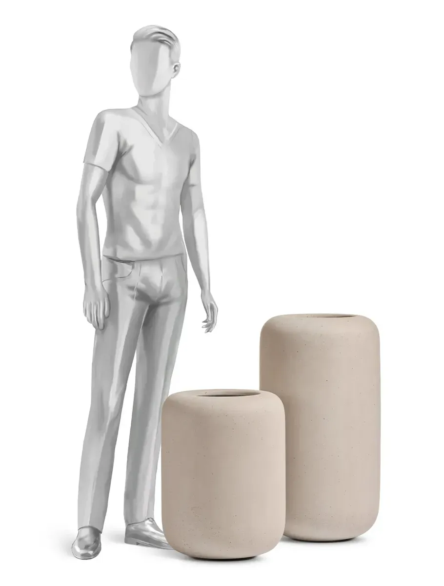 Кашпо TREEZ Effectory Beton Bionic Ton Белый песок H-75 см в интернет-магазине Decoram.ru Фото