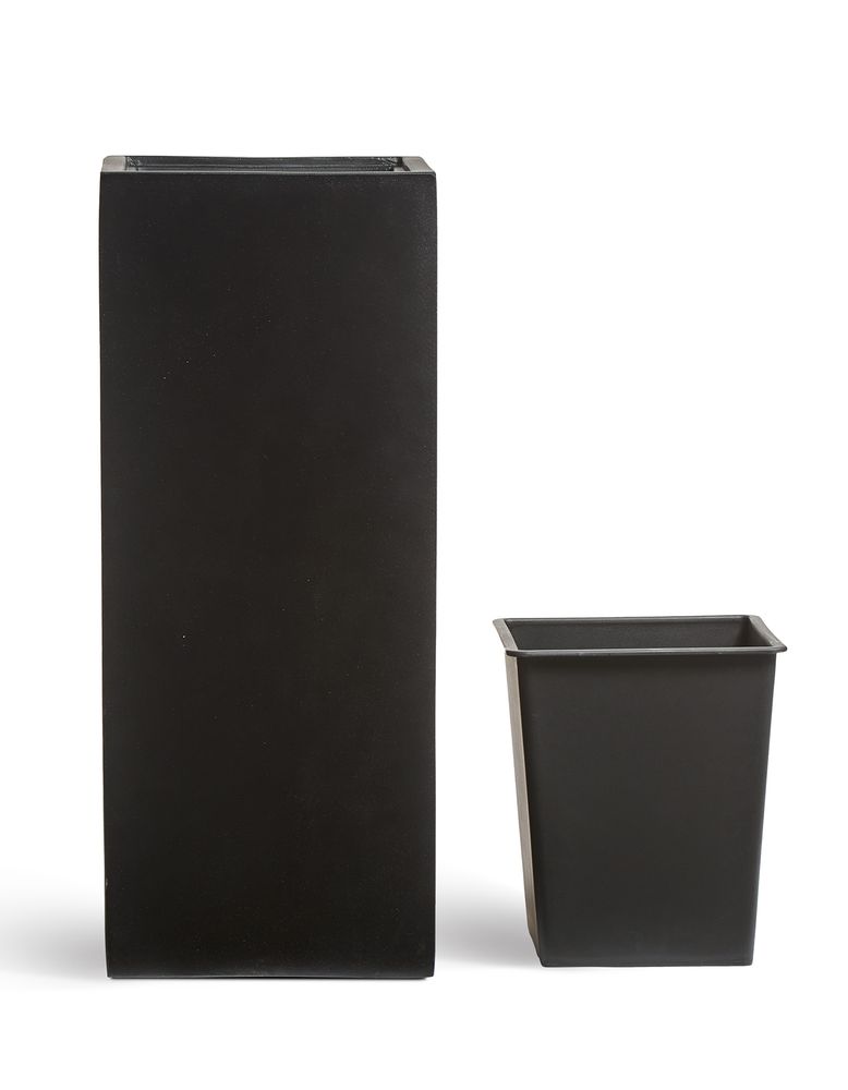 Кашпо TREEZ Effectory Black Stone Высокий куб Антрацит H-97 см в интернет-магазине Decoram.ru Фото