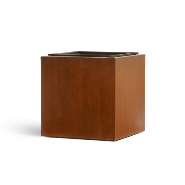 Кашпо TREEZ Effectory Corten Steel Куб Бархатистая окись H-40 см в интернет-магазине Decoram.ru Фото