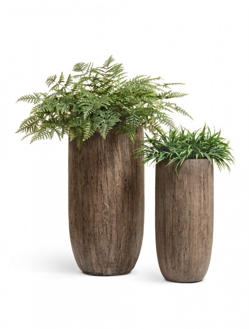 Кашпо TREEZ Effectory Wood Высокий округлый конус Светлый дуб H-65 см в интернет-магазине Decoram.ru Фото