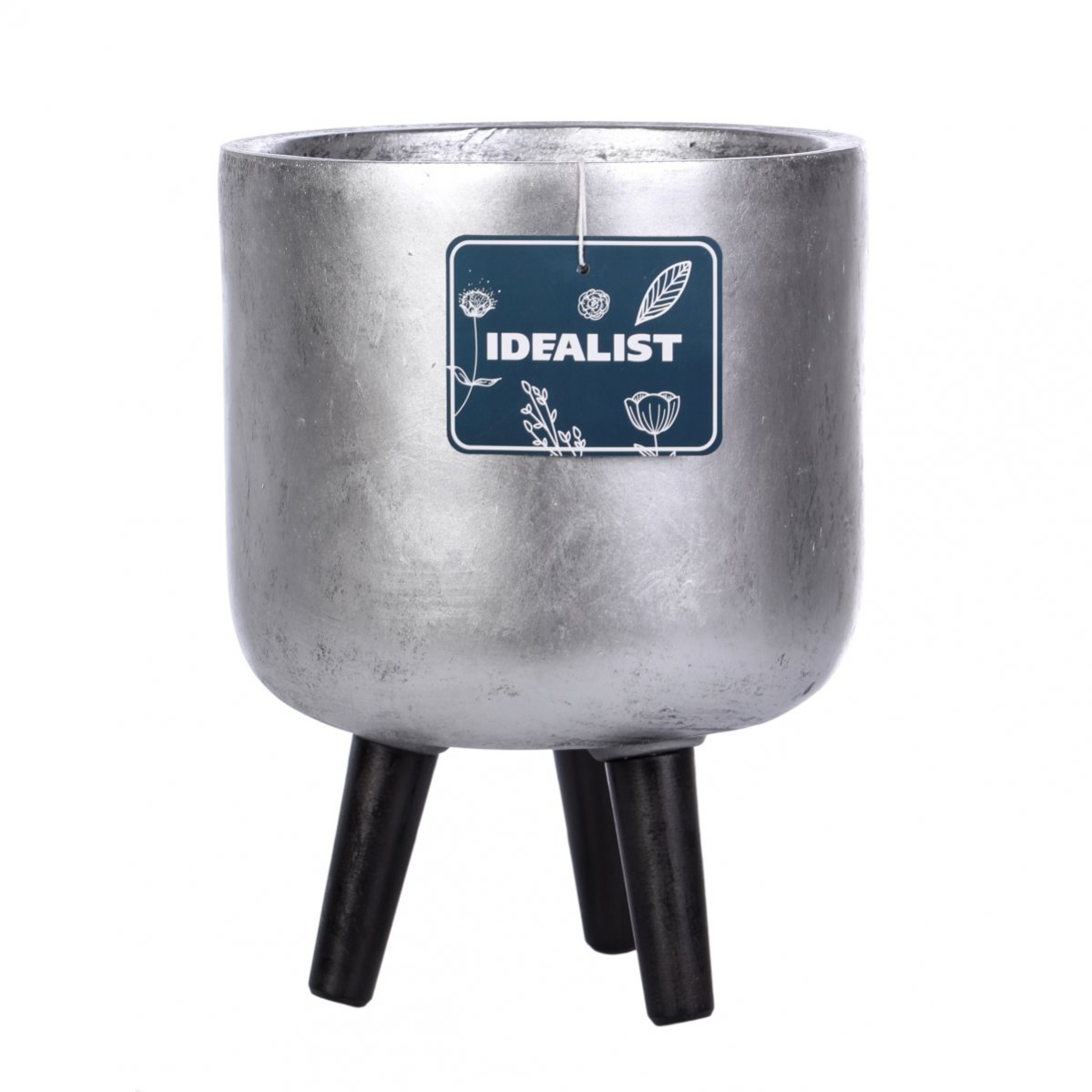 Кашпо настольное Idealist Lite Конкрит SMT-RND-25-SLV на ножках H-34 см в интернет-магазине Decoram.ru Фото