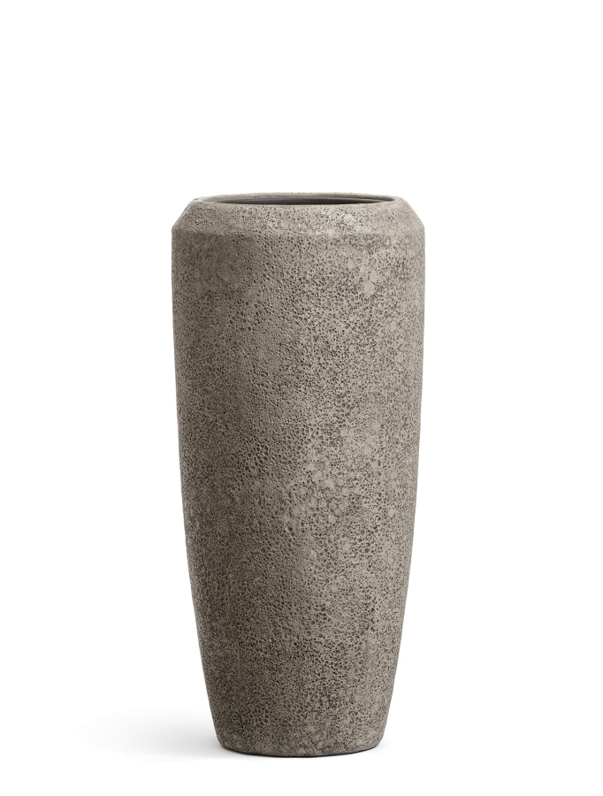 Кашпо TREEZ Effectory Volcano Высокий конус Design Серо-коричневый туф H-97 см в интернет-магазине Decoram.ru Фото