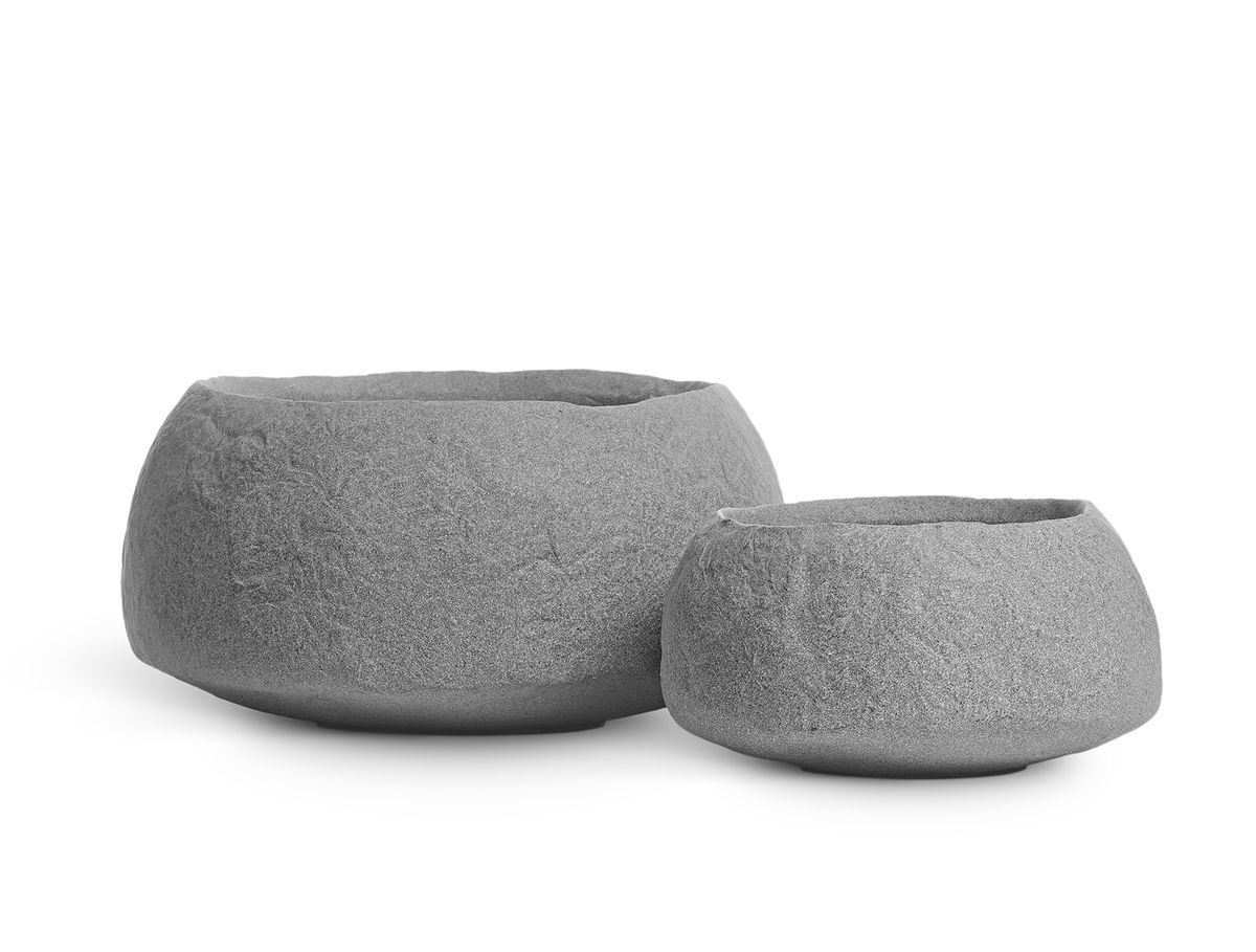 Кашпо TREEZ Effectory Organic Низкая чаша Серый ледник D-39 см в интернет-магазине Decoram.ru Фото
