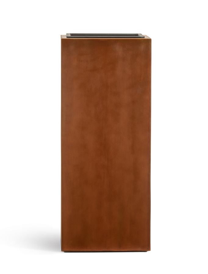 Кашпо TREEZ Effectory Corten Steel Высокий куб Бархатистая окись H-72 см в интернет-магазине Decoram.ru Фото