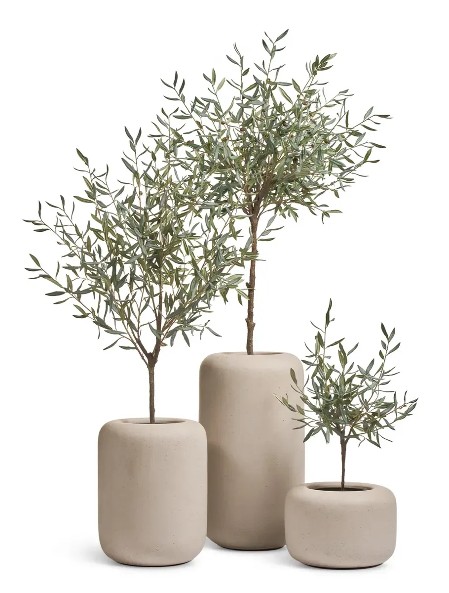 Кашпо TREEZ Effectory Beton Bionic Ton Белый песок H-75 см в интернет-магазине Decoram.ru Фото