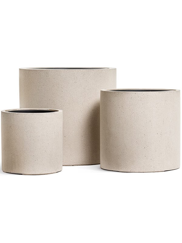 Кашпо TREEZ Effectory Beton Цилиндр Белый песок H-51 см в интернет-магазине Decoram.ru Фото