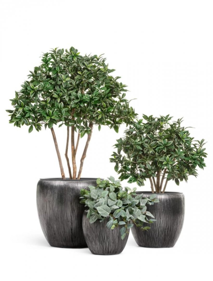 Кашпо TREEZ Effectory Wow Конус-Чаша Стальное серебро H-46 см в интернет-магазине Decoram.ru Фото