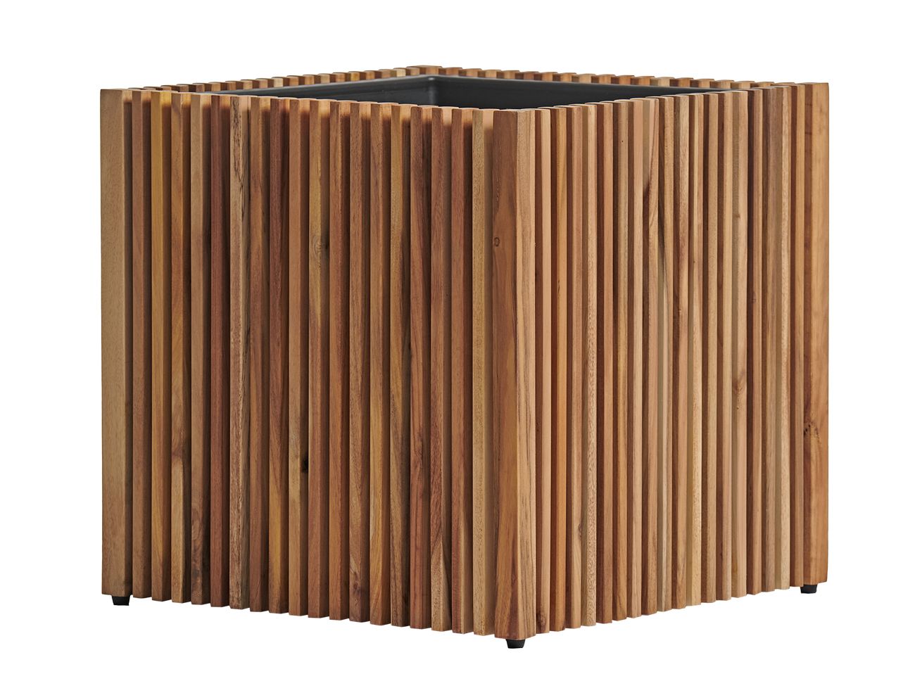 Кашпо деревянное TREEZ Effectory Timberline Куб тёмное дерево H-50 см в интернет-магазине Decoram.ru Фото