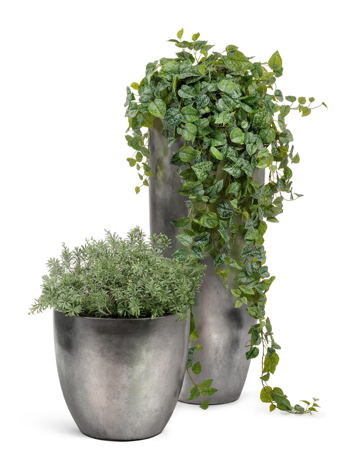 Кашпо TREEZ Effectory Metal Округлый конус Стальное серебро H-28 см в интернет-магазине Decoram.ru Фото