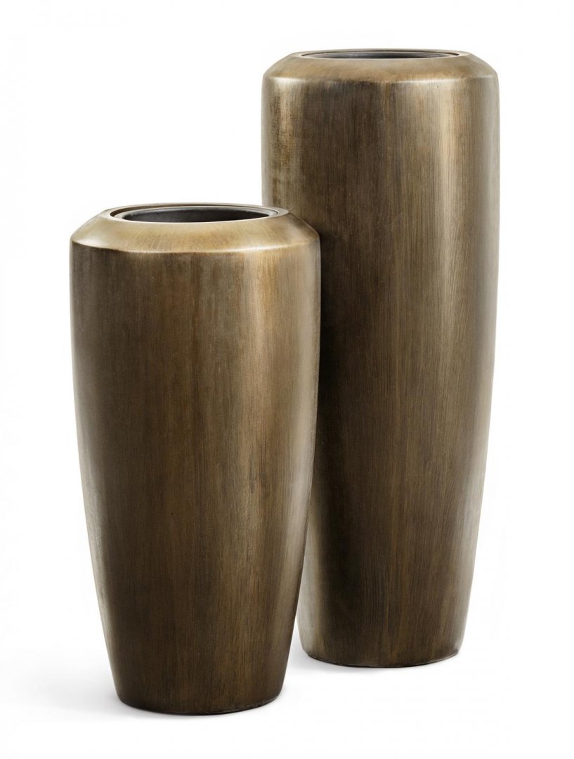 Кашпо TREEZ Effectory Metal Высокий конус Design Чернёная бронза H-117 см в интернет-магазине Decoram.ru Фото