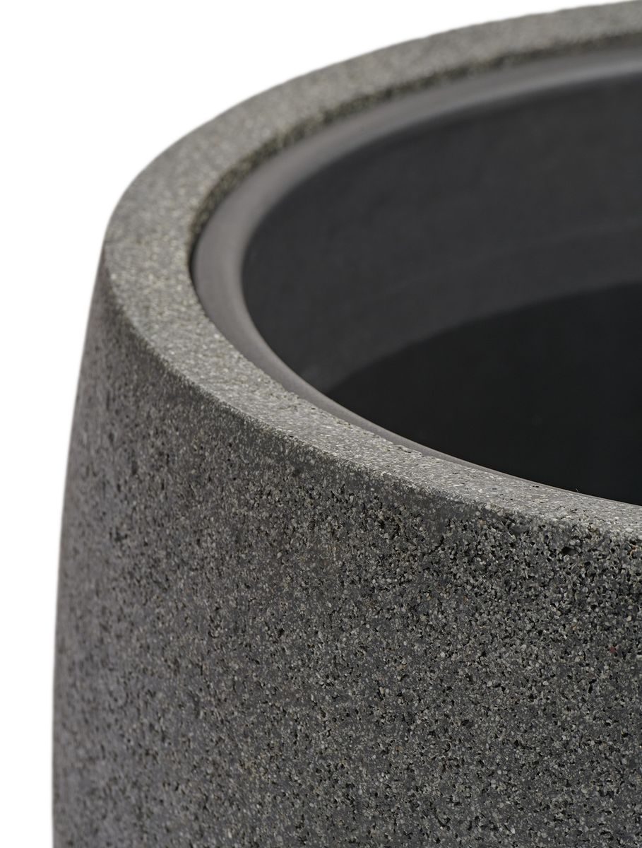 Кашпо TREEZ Effectory Stone Чаша classic Тёмно-серый камень H-50 см в интернет-магазине Decoram.ru Фото