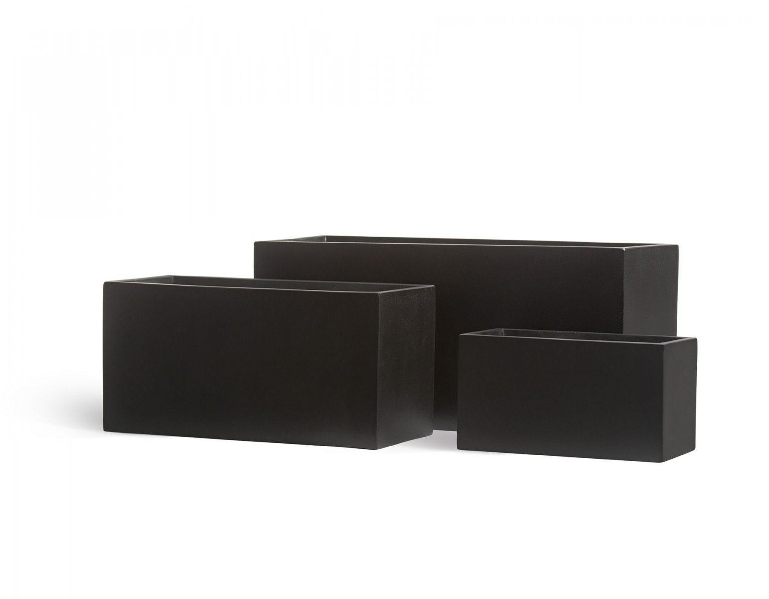 Кашпо TREEZ Effectory Black Низкий прямоугольник Антрацит H-30 см в интернет-магазине Decoram.ru Фото
