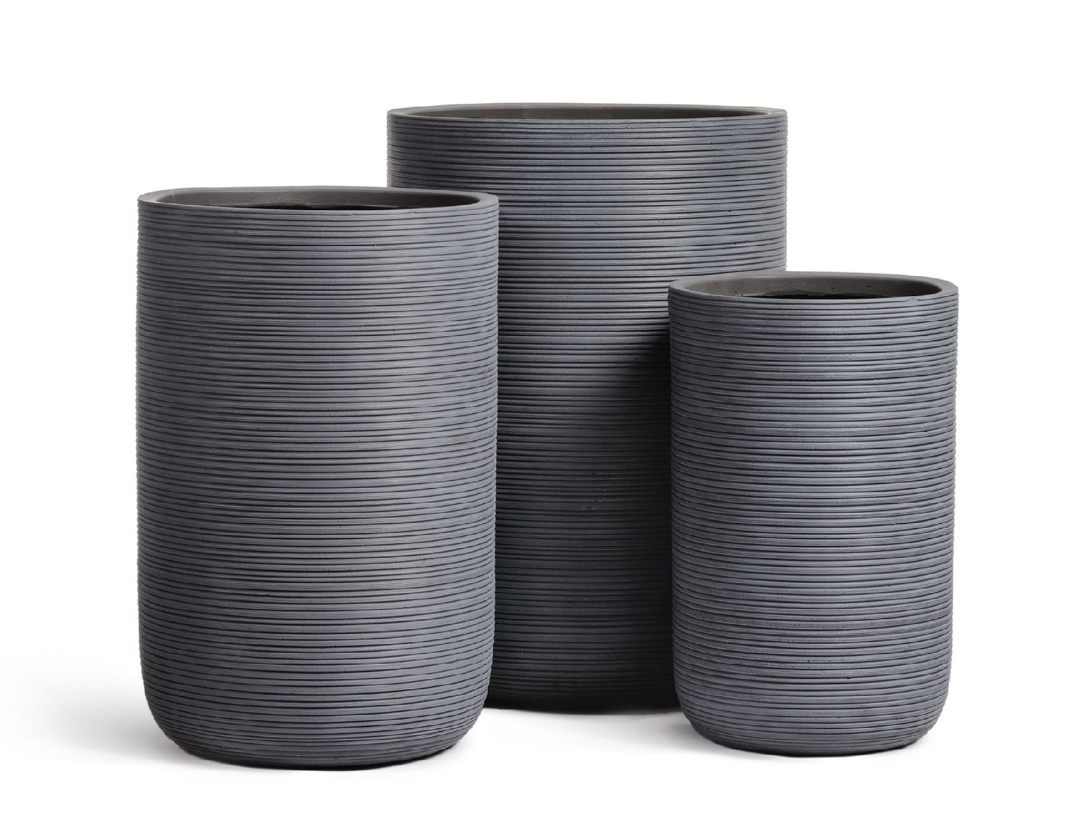 Кашпо TREEZ ERGO TreeLine Высокий цилиндр Дымчато-серый бетон H-63 см в интернет-магазине Decoram.ru Фото