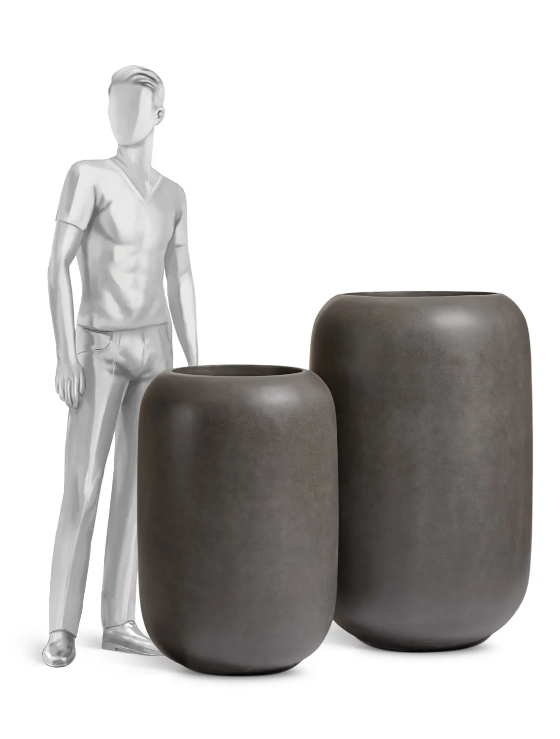 Кашпо TREEZ Effectory Beton Bionic Mon Графит H-86 см в интернет-магазине Decoram.ru Фото