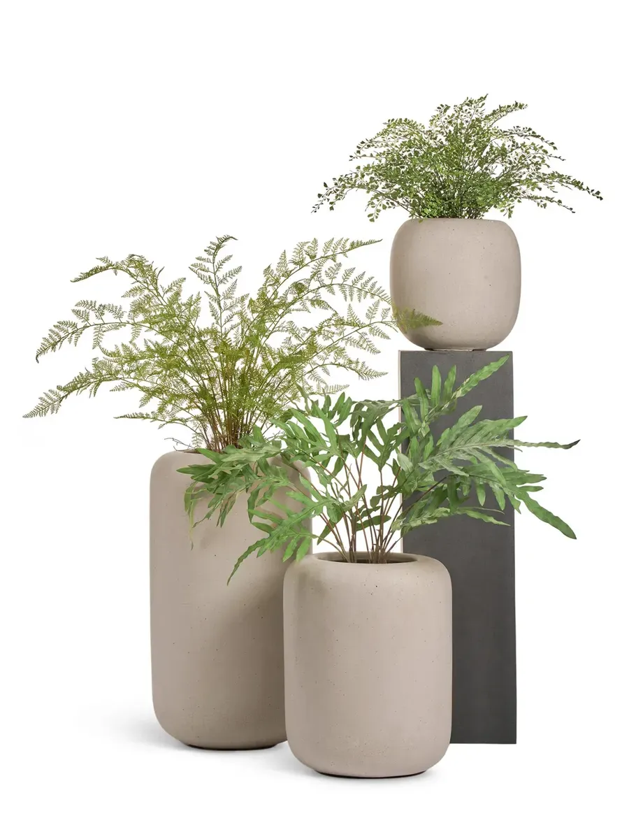 Кашпо TREEZ Effectory Beton Bionic Ton Белый песок H-75 см в интернет-магазине Decoram.ru Фото