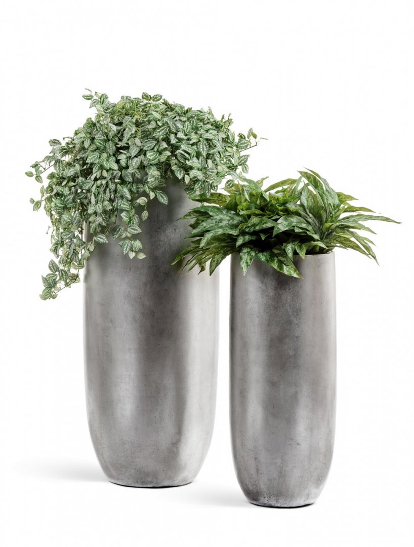 Кашпо TREEZ Effectory Metal Высокий округлый конус Серебро H-95 см в интернет-магазине Decoram.ru Фото