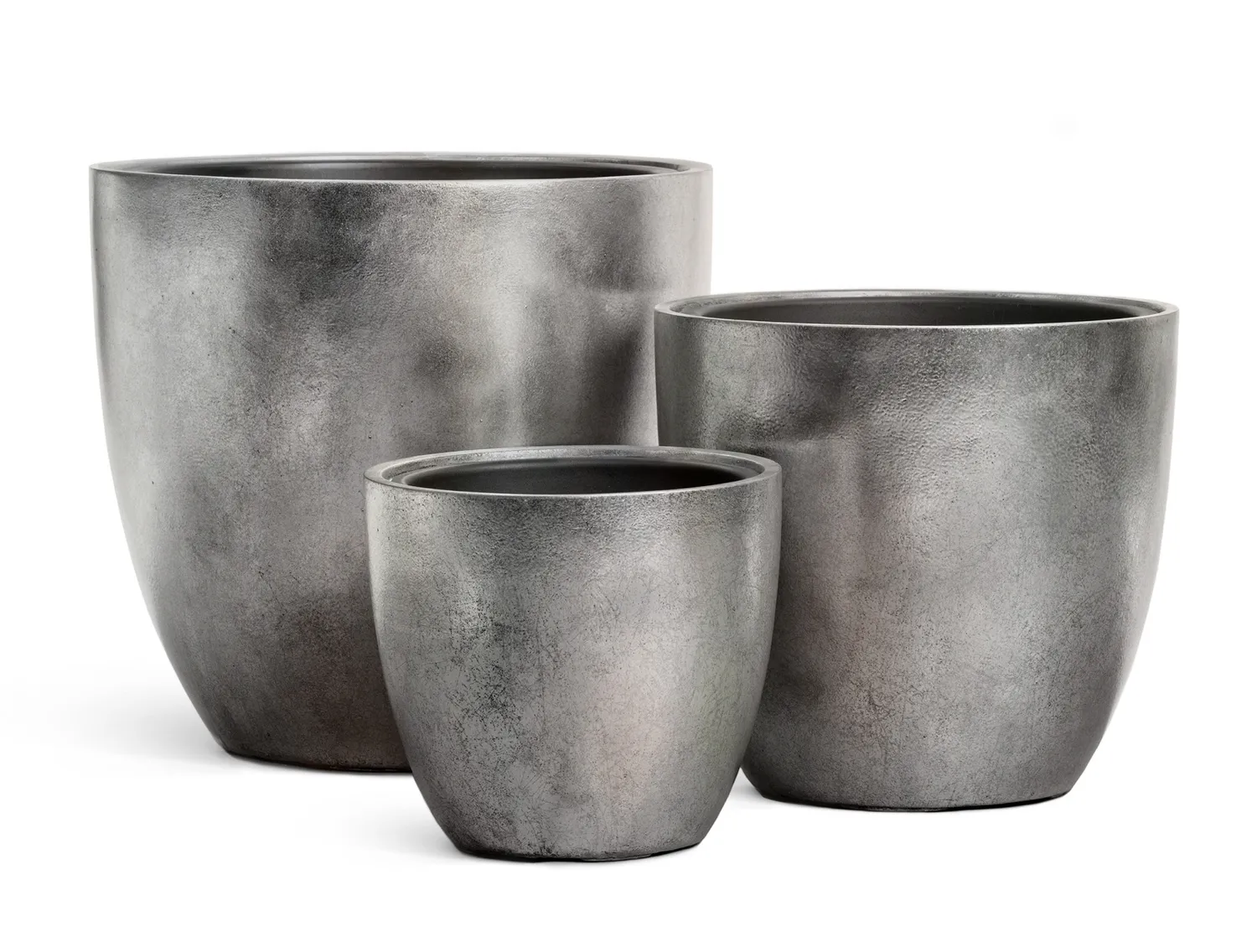 Кашпо TREEZ Effectory Metal Округлый конус Стальное серебро H-28 см в интернет-магазине Decoram.ru Фото