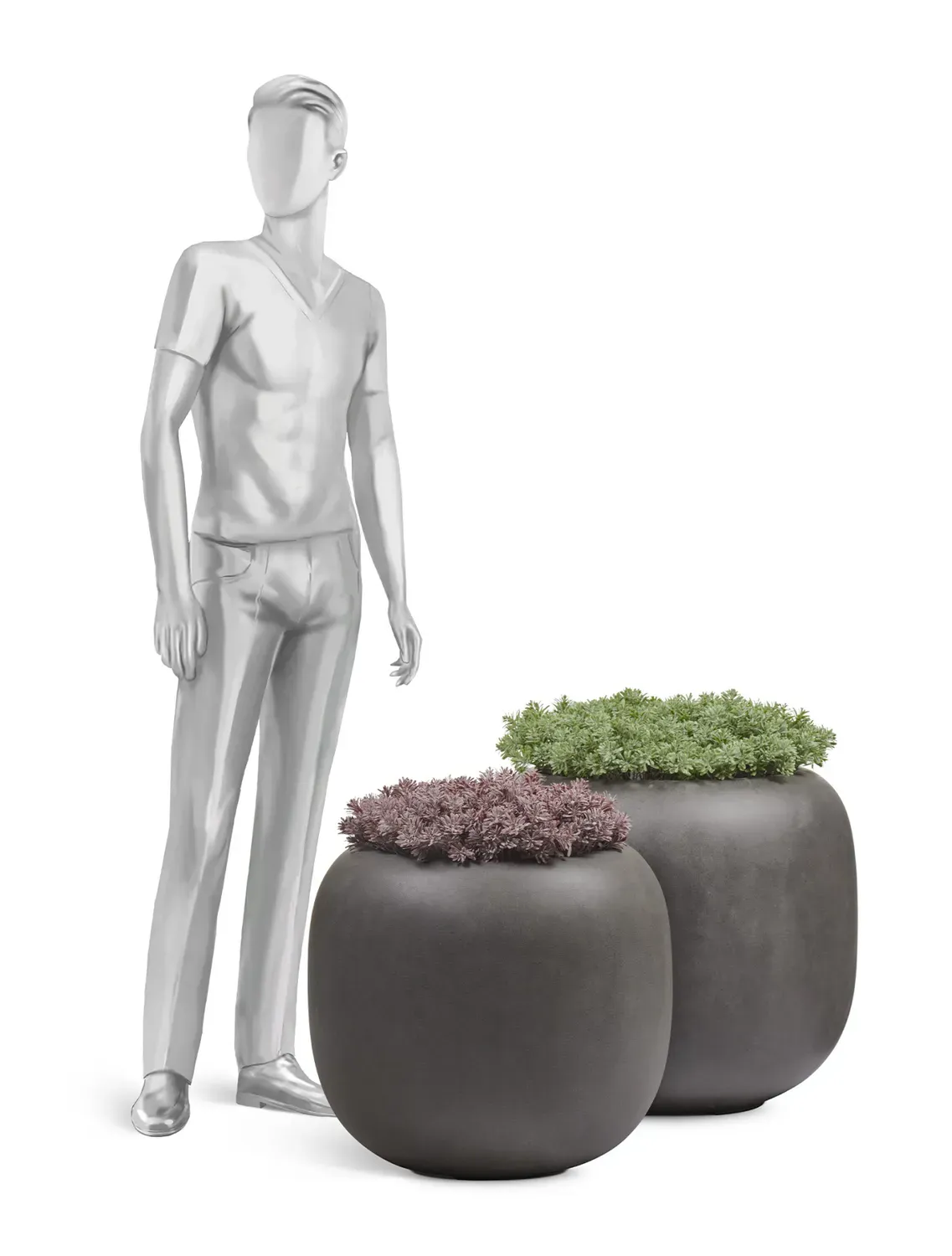 Кашпо TREEZ Effectory Beton Bionic Bol Графит H-52 см в интернет-магазине Decoram.ru Фото