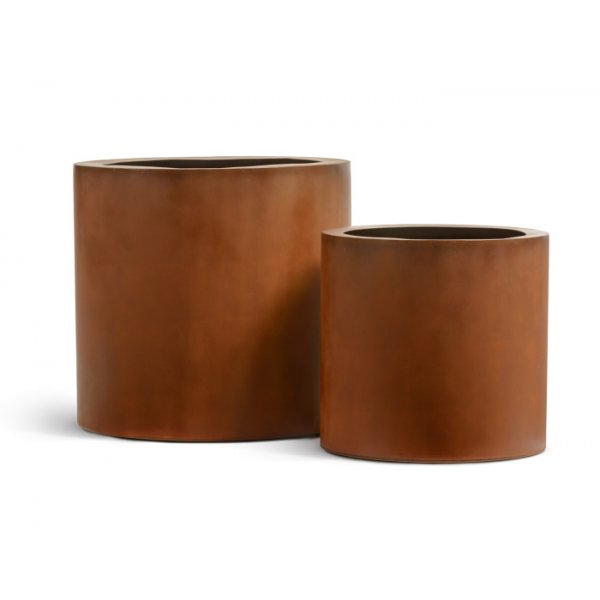 Кашпо TREEZ Effectory Corten Steel Цилиндр Бархатистая окись H-50 см в интернет-магазине Decoram.ru Фото