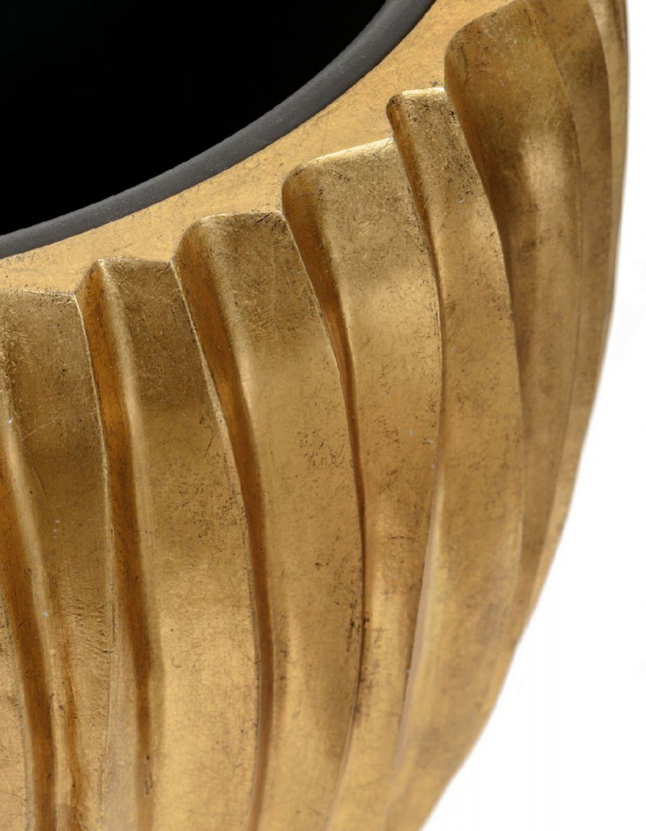Кашпо TREEZ Effectory Metal Чаша Design Wave Сусальное золото H-42 см в интернет-магазине Decoram.ru Фото