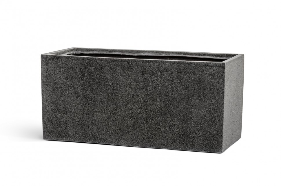 Кашпо TREEZ Effectory Stone Низкий прямоугольник Тёмно-серый камень H-37 см в интернет-магазине Decoram.ru Фото