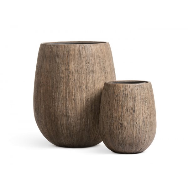Кашпо TREEZ Effectory Wood Округлая чаша Светлый дуб H-60 см в интернет-магазине Decoram.ru Фото