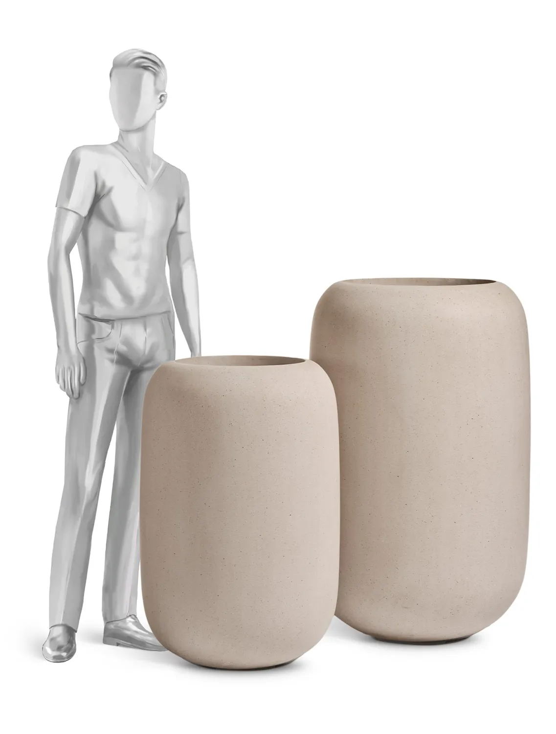 Кашпо TREEZ Effectory Beton Bionic Mon Белый песок H-86 см в интернет-магазине Decoram.ru Фото