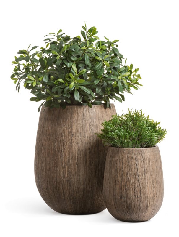 Кашпо TREEZ Effectory Wood Округлая чаша Светлый дуб H-60 см в интернет-магазине Decoram.ru Фото
