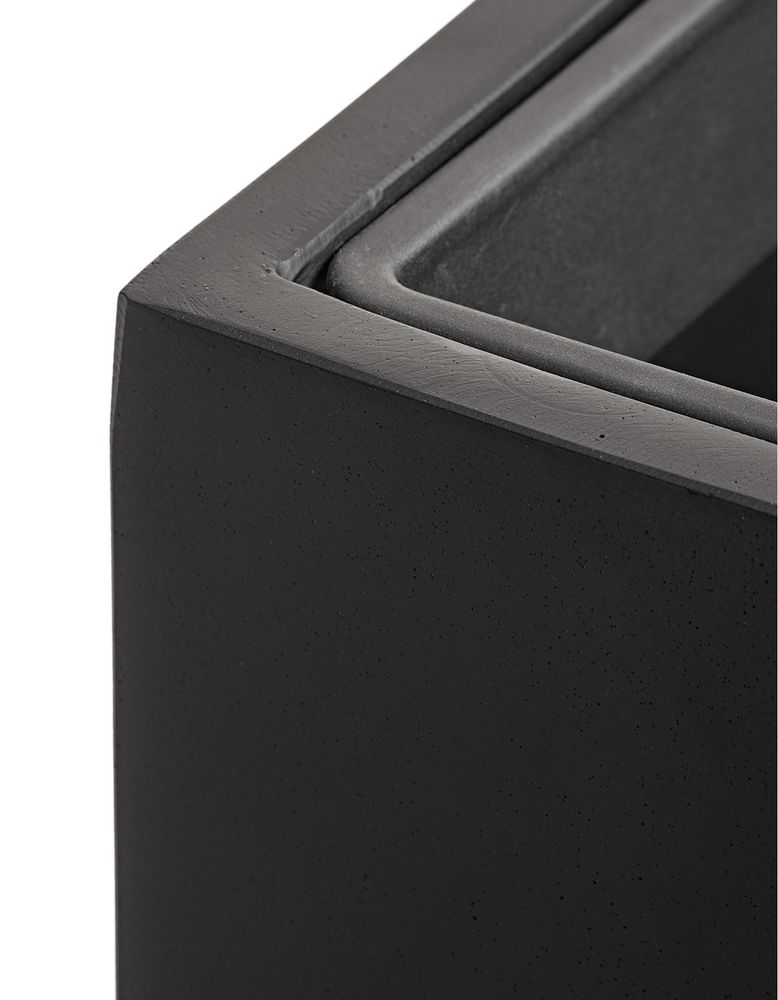 Кашпо TREEZ Effectory Black Stone Высокий куб Антрацит H-97 см в интернет-магазине Decoram.ru Фото