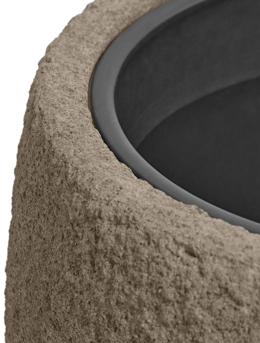 Кашпо TREEZ Effectory Terra Классическая чаша серый беж H-36 см в интернет-магазине Decoram.ru Фото