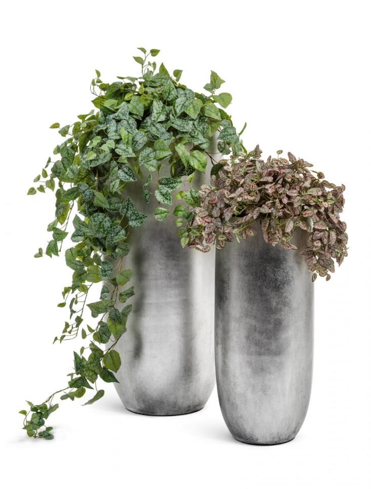 Кашпо TREEZ Effectory Metal Высокий округлый конус Серебро H-95 см в интернет-магазине Decoram.ru Фото