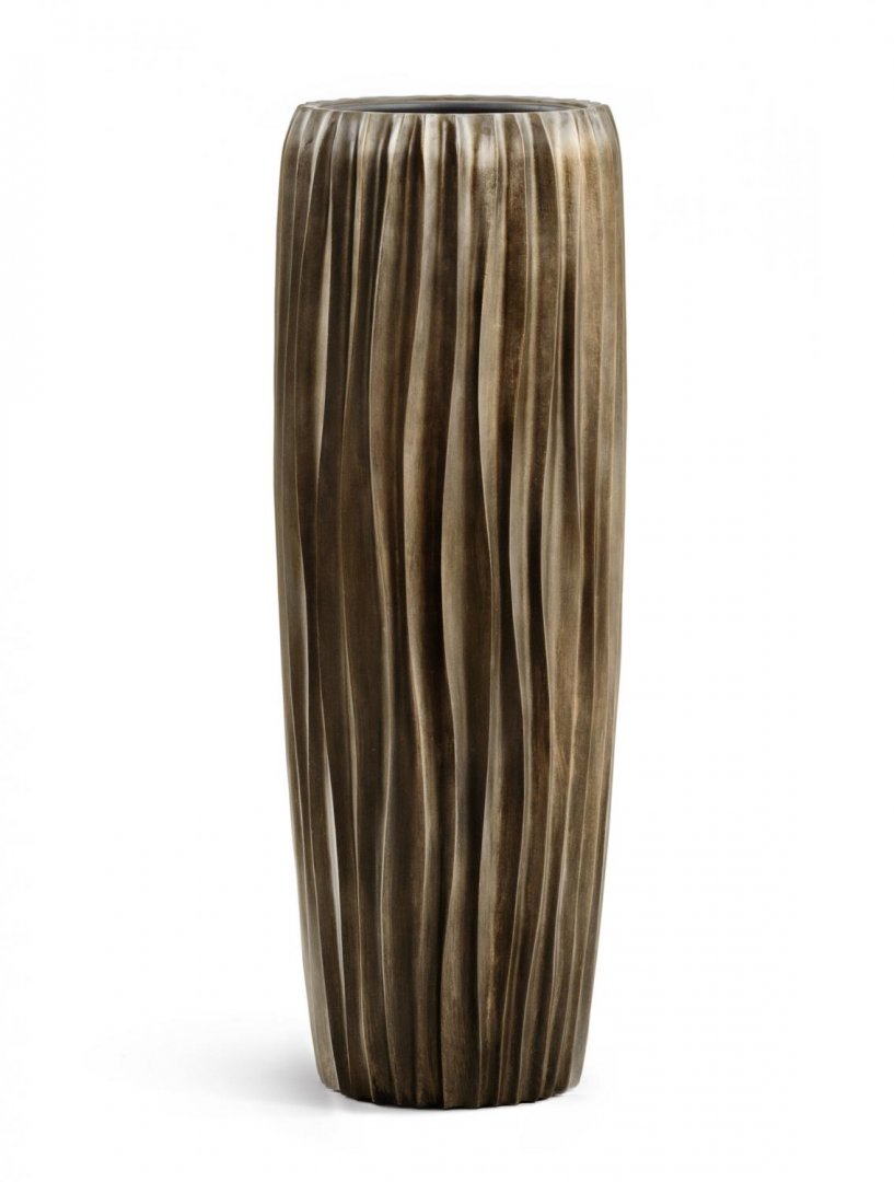 Кашпо TREEZ Effectory Metal Высокий конус Design Wave Чернёная бронза H-97 см в интернет-магазине Decoram.ru Фото