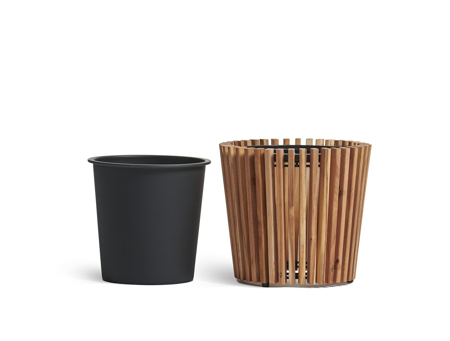 Кашпо деревянное TREEZ Effectory Timberline Конус тёмное дерево H-34 см в интернет-магазине Decoram.ru Фото