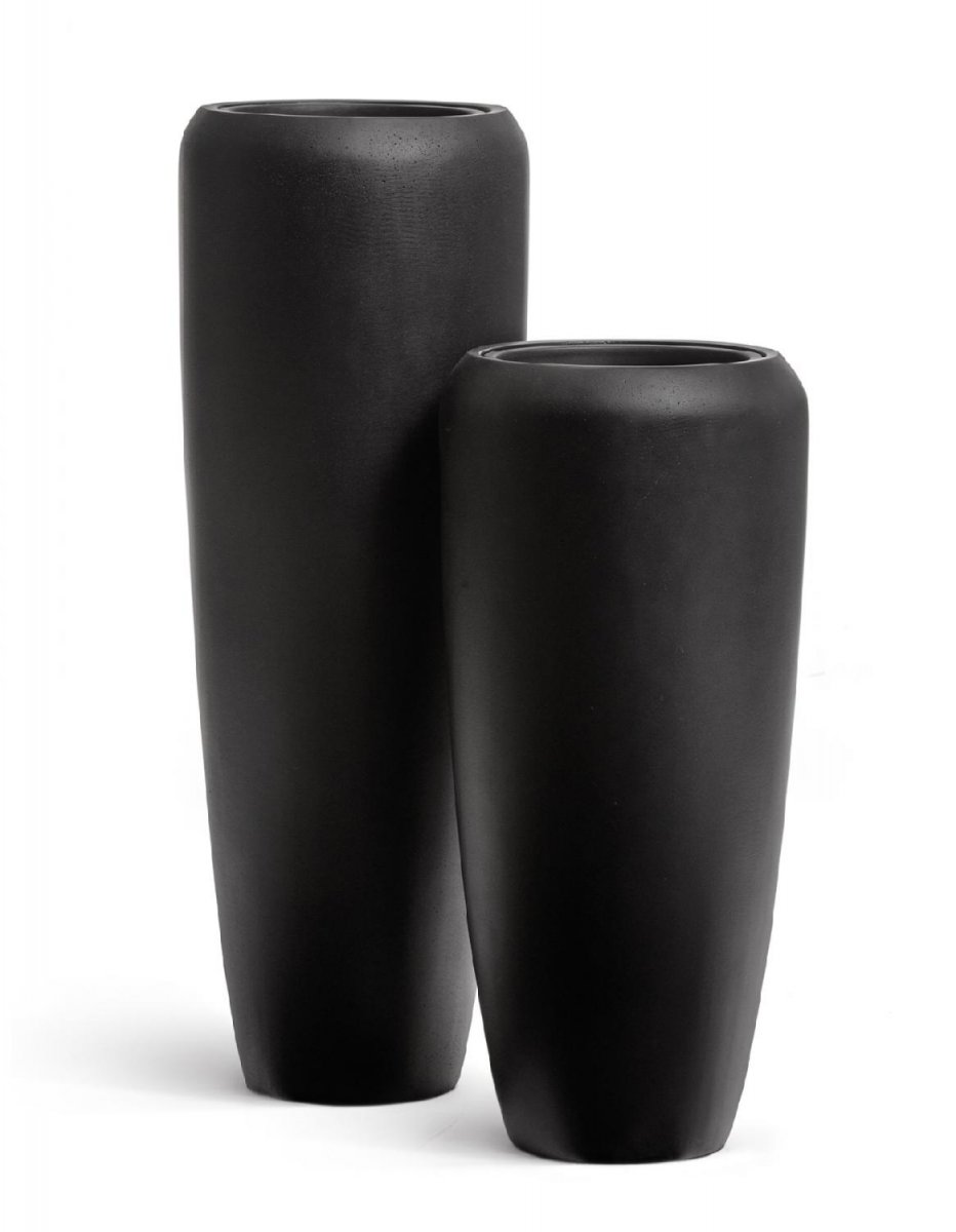Кашпо TREEZ Effectory Black Stone Высокий конус Design Антрацит H-97 см в интернет-магазине Decoram.ru Фото
