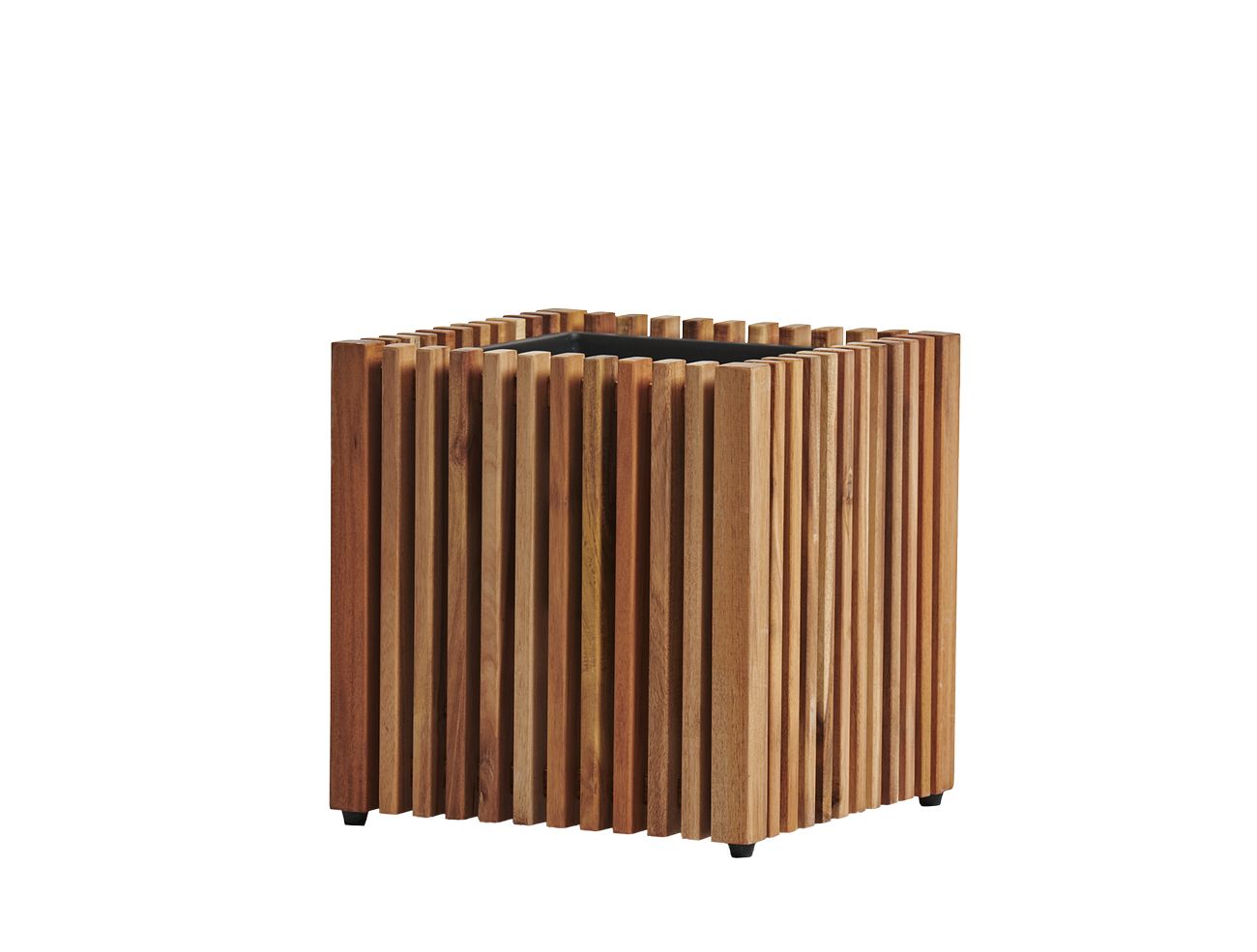 Кашпо деревянное TREEZ Effectory Timberline Куб тёмное дерево H-33 см в интернет-магазине Decoram.ru Фото