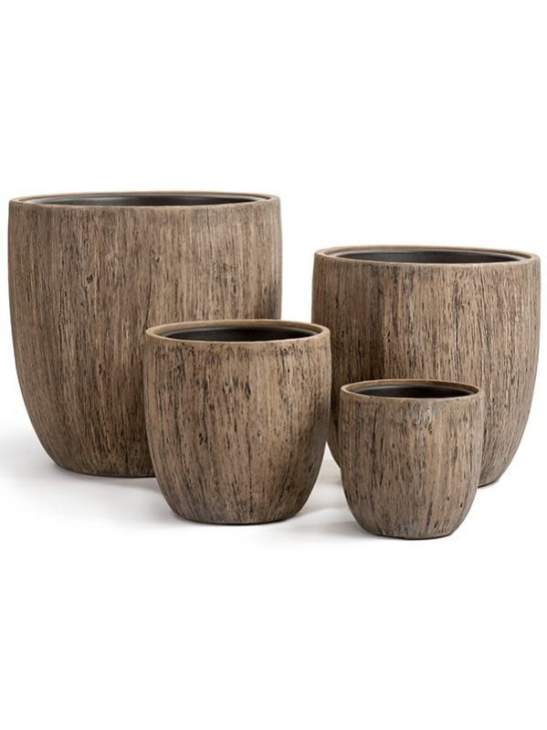 Кашпо TREEZ Effectory Wood Округлый конус Светлый дуб H-29 см в интернет-магазине Decoram.ru Фото